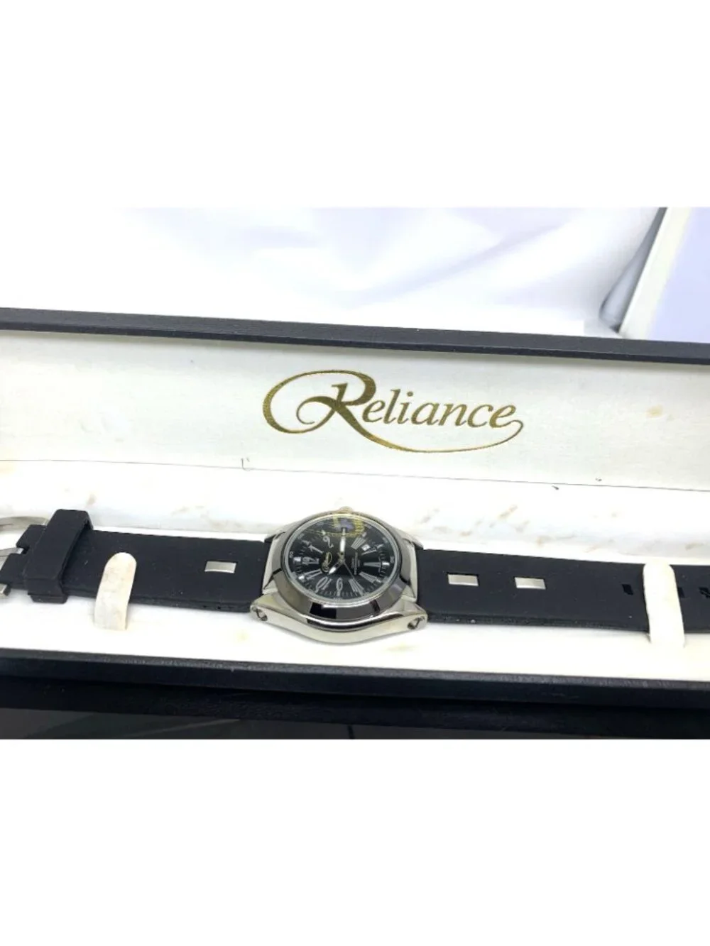 Reliance By Croton Men's Watch RE306051 Quartz Black Dial Rubber Strap 42mm